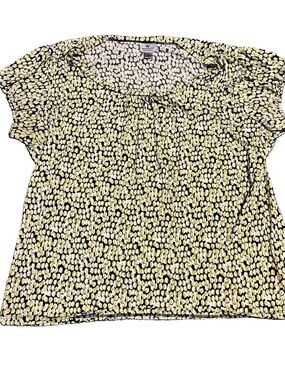 Worthington Black and Yellow Dotted Short Sleeve Blouse